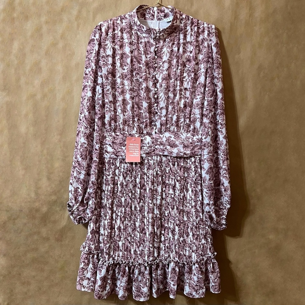 Ivy City Co x Lindsay Arnold | NWT Brynley Dress Floral Pink High Neck Size L
